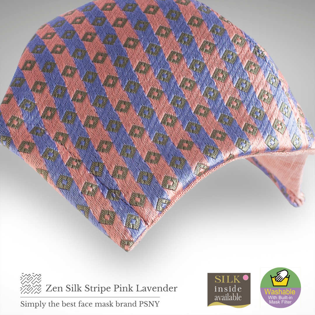 Zen Silk Stripe Pink Lavender Pollen Filter Mask ZZ16