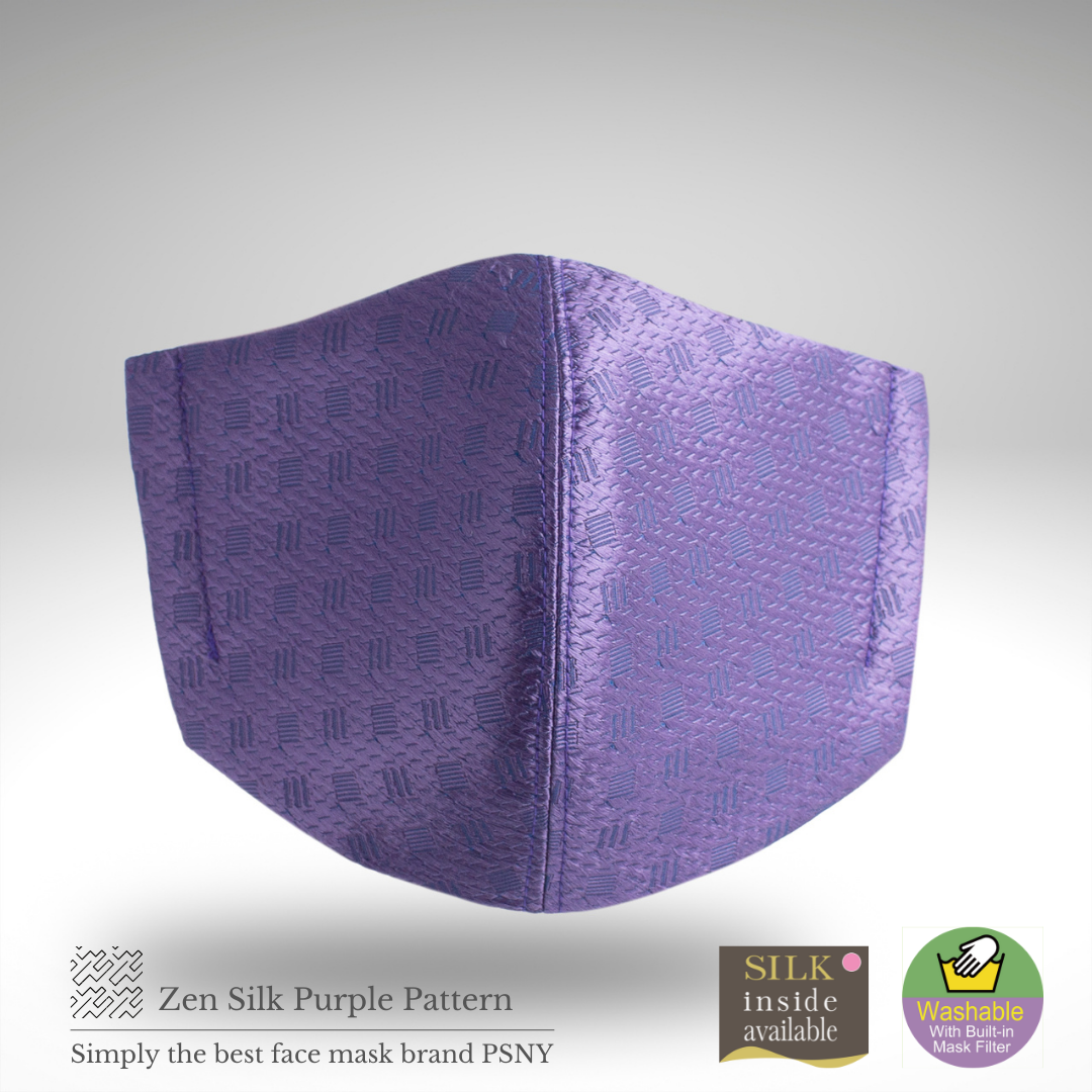 PSNY Zen Silk*Purple Pattern Mask with Pollen Filter Mask Silk ZZ18