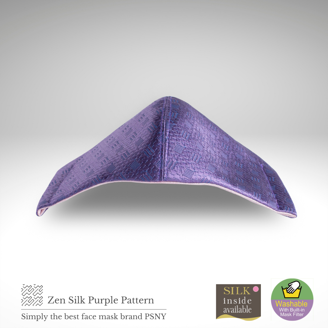 PSNY Zen Silk*Purple Pattern Mask with Pollen Filter Mask Silk ZZ18