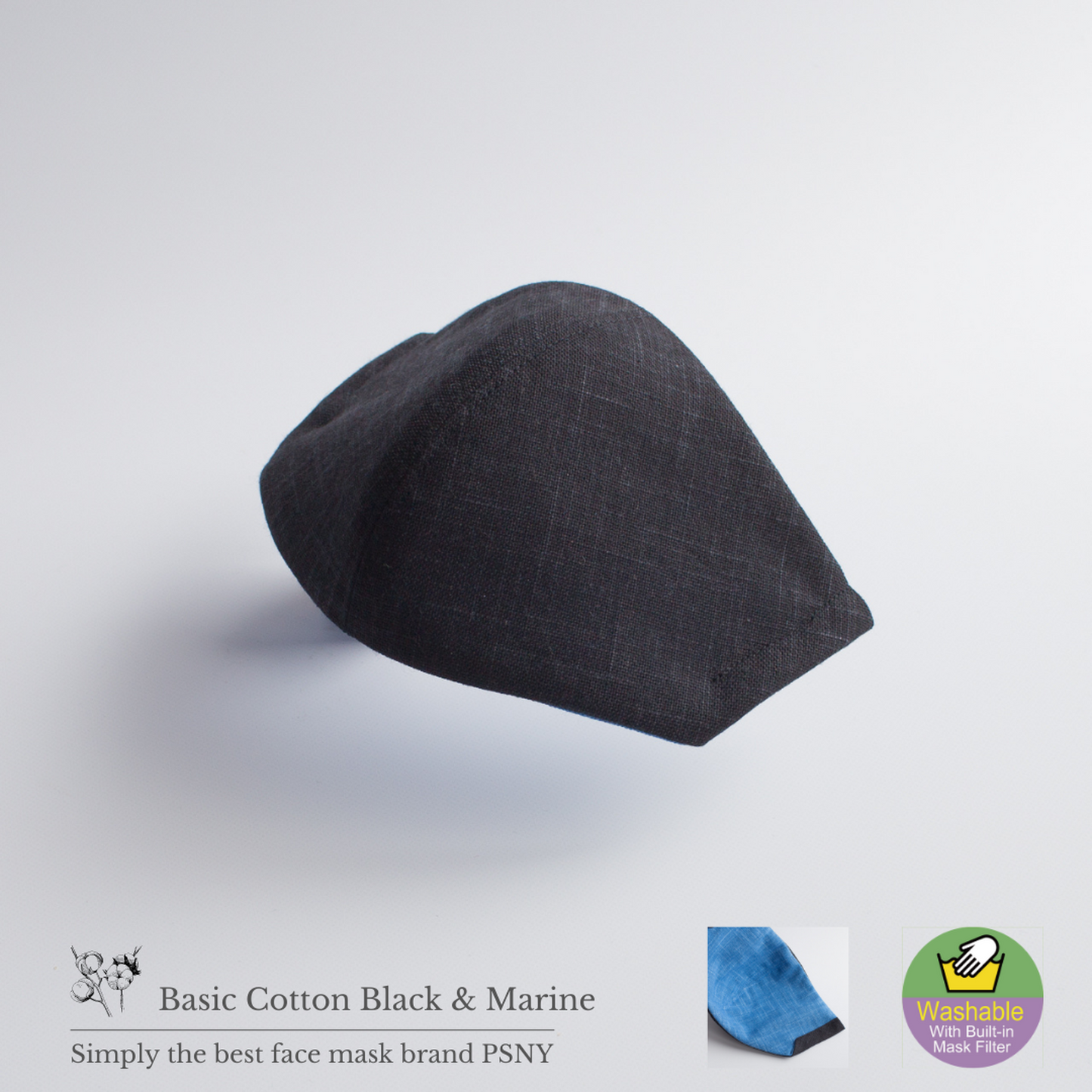 Basic Cotton Black &amp; Marine Filter Mask CB03